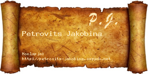 Petrovits Jakobina névjegykártya